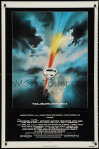 2t1163 SUPERMAN 1sh 1978 D.C. comic book superhero Christopher Reeve, cool Bob Peak logo art!