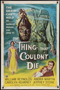 2t1168 THING THAT COULDN'T DIE 1sh 1958 great artwork of monster holding its own severed head!
