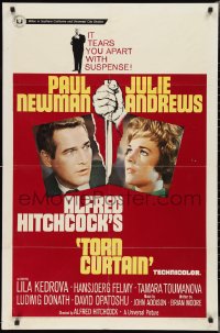 2t1170 TORN CURTAIN 1sh 1966 Paul Newman, Julie Andrews, Hitchcock tears you apart w/suspense!