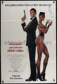 2t1177 VIEW TO A KILL advance 1sh 1985 art of Roger Moore & Jones by Goozee over white background!