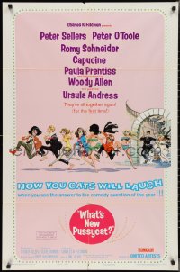 2t1181 WHAT'S NEW PUSSYCAT 1sh 1965 Frazetta art of Woody Allen, Peter O'Toole & sexy babes!