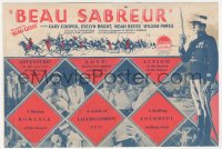 2t1474 BEAU SABREUR herald 1928 different art of Legionnaire Gary Cooper, Beau Geste sequel, rare!