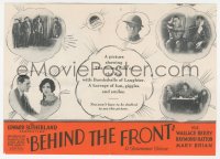 2t1475 BEHIND THE FRONT herald 1926 great art of WWI soldiers Wallace Beery & Raymond Hatton!