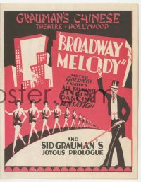2t1482 BROADWAY MELODY herald 1929 cool art for Grauman's Chinese Theatre premiere!