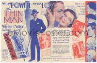 2t1533 THIN MAN herald 1934 detective William Powell, Myrna Loy, W.S. Van Dyke classic, very rare!