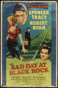2w0069 BAD DAY AT BLACK ROCK style Y 40x60 1955 Spencer Tracy, Ryan & Anne Francis, ultra rare!