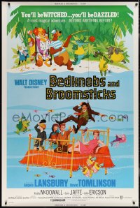 2w0071 BEDKNOBS & BROOMSTICKS 40x60 1971 Walt Disney, Angela Lansbury, great cartoon art!