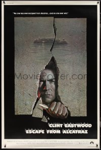 2w0072 ESCAPE FROM ALCATRAZ 40x60 1979 cool artwork of Clint Eastwood busting out by Lettick!