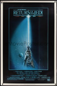 2w0077 RETURN OF THE JEDI 40x60 1983 George Lucas classic, Reamer art of hands holding lightsaber!