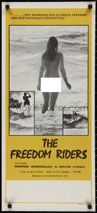 2w0323 FREEDOM RIDERS Aust daybill 1972 completely naked Aussie surfer girl, yellow border design!