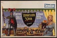 2w0343 BLACK SHIELD OF FALWORTH Belgian 1954 Bos art of Tony Curtis & Janet Leigh, knighthood epic!