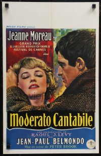 2w0349 MODERATO CANTABILE Belgian 1960 different close up of Jeanne Moreau & Jean-Paul Belmondo!