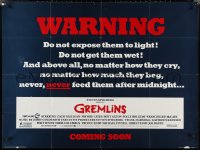 2w0463 GREMLINS advance British quad 1984 cute, clever, mischievous, dangerous, Joe Dante horror comedy!