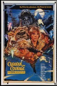 2w0856 CARAVAN OF COURAGE style B int'l 1sh 1984 An Ewok Adventure, Star Wars, art by Drew Struzan!