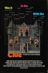 2w0861 CLUE 1sh 1985 Madeline Kahn, Tim Curry, Christopher Lloyd, cool board game poster design!