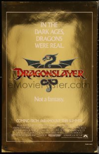2w1199 DRAGONSLAYER group of 3 foil heavy stock teaser 1shs 1981 dragons were real, not fantasy!