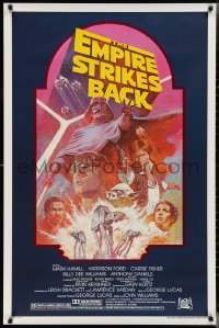 2w0890 EMPIRE STRIKES BACK studio style 1sh R1982 George Lucas sci-fi classic, cool artwork by Tom Jung!