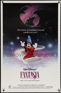 2w0900 FANTASIA 1sh R1985 Mickey from Sorcerer's Apprentice & Chernabog from Night on Bald Mountain!