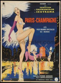 2w0571 PARIS-CHAMPAGNE French 23x32 1962 Sinclare art of sexy near-naked Moulin Rouge showgirls!