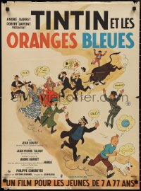 2w0578 TINTIN ET LES ORANGES BLEUES French 23x31 1964 artwork by Herge, from his classic cartoon!