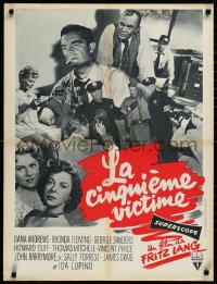 2w0580 WHILE THE CITY SLEEPS French 24x32 1956 image of Lipstick Killer's victim, Fritz Lang noir!