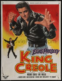 2w0590 KING CREOLE French 16x21 R1978 great Jean Mascii art of tough Elvis Presley!