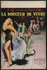 2w0591 LA DOLCE VITA French 16x24 1960 Federico Fellini, Mastroianni, sexy Ekberg by Yves Thos!
