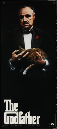 2w0734 GODFATHER 16x38 video poster R1991 Marlon Brando & cat in Francis Ford Coppola crime classic