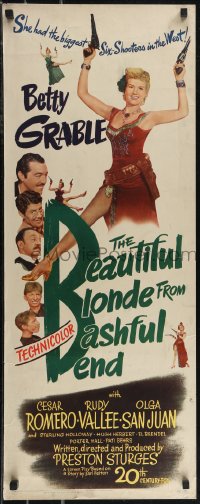 2w0778 BEAUTIFUL BLONDE FROM BASHFUL BEND insert 1949 Preston Sturges, Betty Grable has big guns!
