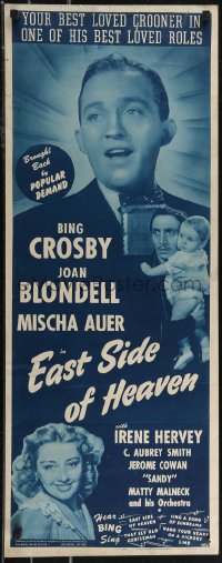 2w0785 EAST SIDE OF HEAVEN insert R1945 crooner Bing Crosby, sexy Joan Blondell, Baby Sandy!