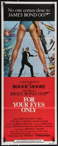 2w0789 FOR YOUR EYES ONLY int'l insert 1981 Bysouth art of Roger Moore as Bond 007 & sexy legs!