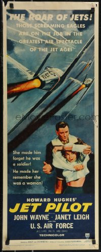 2w0792 JET PILOT insert 1957 John Wayne flies with the Screaming Eagles, Janet Leigh, Howard Hughes