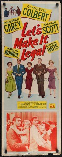 2w0794 LET'S MAKE IT LEGAL insert 1951 early sexy Marilyn Monroe shown w/cast & in inset photo!