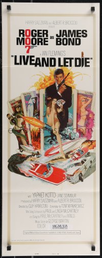 2w0795 LIVE & LET DIE East Hemi insert 1973 art of Roger Moore as James Bond by Robert McGinnis!