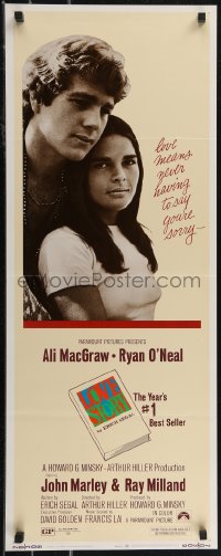 2w0796 LOVE STORY insert 1970 great romantic close up of Ali MacGraw & Ryan O'Neal!