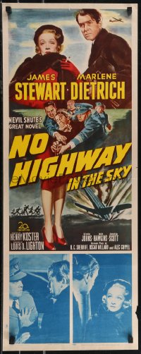 2w0797 NO HIGHWAY IN THE SKY insert 1951 James Stewart being restrained, sexy Marlene Dietrich!