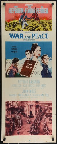 2w0803 WAR & PEACE insert 1956 art of Audrey Hepburn, Henry Fonda & Mel Ferrer, Tolstoy!