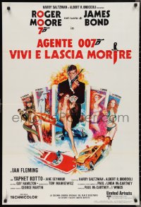 2w0555 LIVE & LET DIE Italian 1sh 1973 JO art of Roger Moore as James Bond & sexy tarot cards!