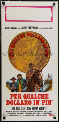 2w0534 FOR A FEW DOLLARS MORE Italian locandina R1970s Leone, art of Clint Eastwood, red title style