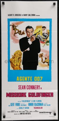 2w0537 GOLDFINGER Italian locandina R1970s different art of Sean Connery as James Bond 007!