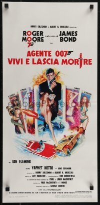 2w0538 LIVE & LET DIE Italian locandina R1970s art of Roger Moore as James Bond & sexy tarot cards!