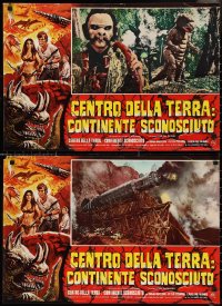 2w0512 AT THE EARTH'S CORE set of 9 Italian 18x26 pbustas 1976 Burroughs, Munro, Cushing!
