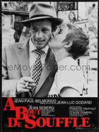 2w0618 A BOUT DE SOUFFLE Japanese R1998 Jean-Luc Godard, Jean Seberg kissing Jean-Paul Belmondo!