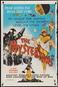 2w1042 MYSTERIANS 1sh 1959 they're abducting Earth's women & leveling its cities, RKO printing!