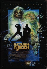 2w1082 RETURN OF THE JEDI style E advance 1sh R1997 George Lucas classic, cool montage art by Drew Struzan!