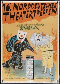 2w0027 16 NORDDEUTSCHES THEATERTREFFEN 33x47 stage poster 1989 actors with theater masks!