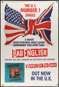 2w0054 BAD ENGLISH 41x61 English music poster 1989 When I See You Smile, US/UK flag as bow tie!