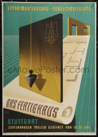 2w0288 DAS FERTIGHAUS 17x23 German special poster 1947 cool artwork of prefab housing blueprint!