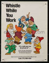 2w0266 DISNEYLAND 12x15 special poster 1980 Whistle While You Work, be proud of your Disney job!