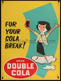2w0130 DOUBLE COLA COMPANY 2 18x24 advertising posters 1960s cool art of happy people on clouds!